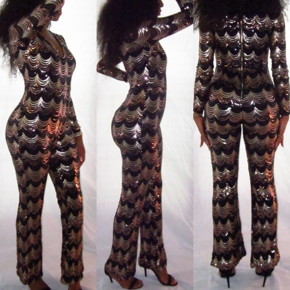 Pants - Wide leg sequin jumpsuit Pants - Wide leg sequin jumpsuit